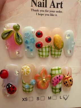 Kids Nail Art Set – Colorful 3D Summer Designs